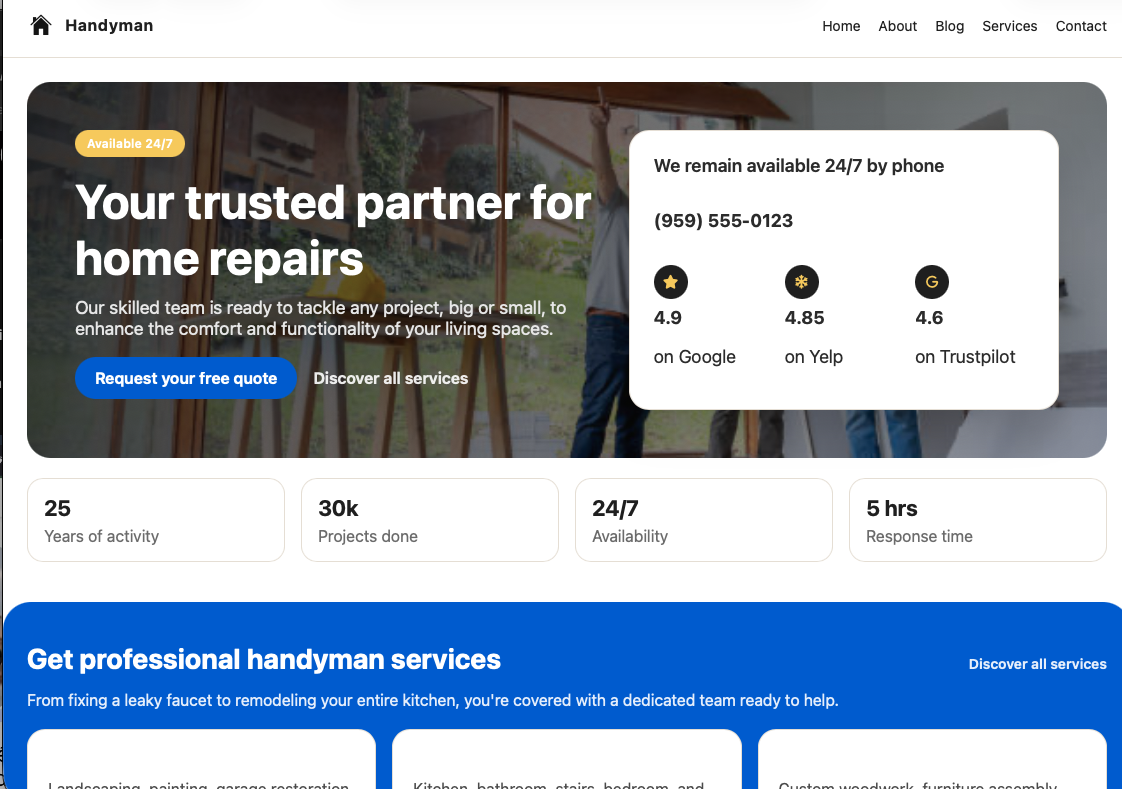 Home services site preview